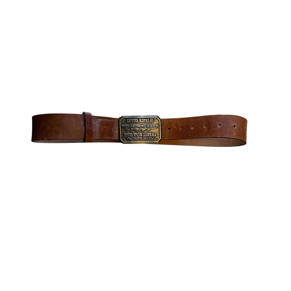 Vintage Twenty Mule‎ Team Death Valley Brass Belt Buckle & Leather Belt US Borax